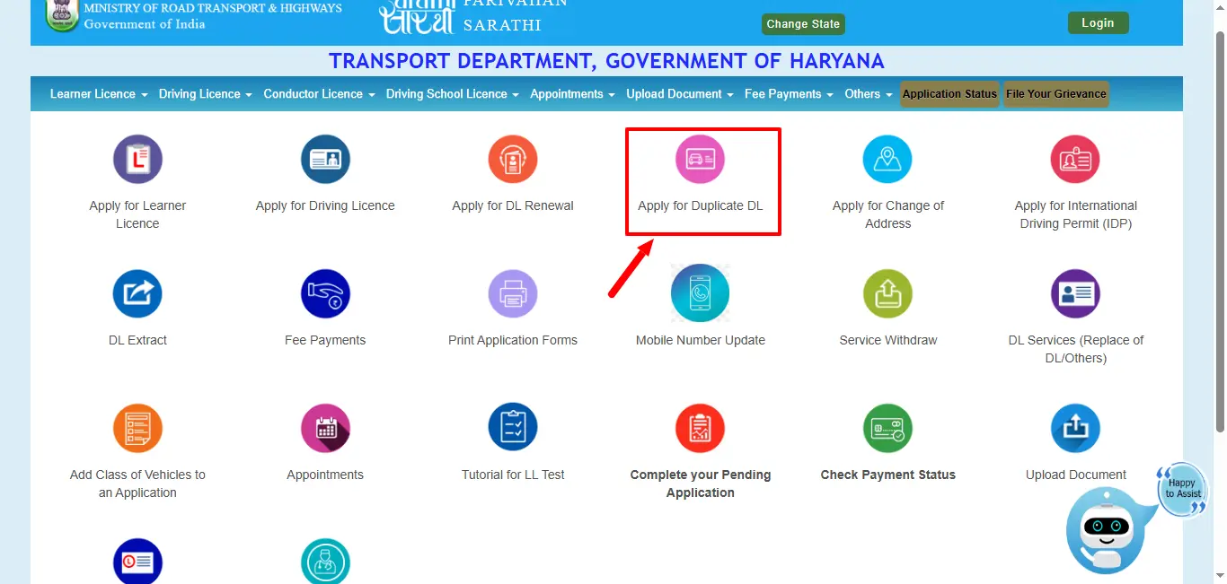 Apply for Duplicate Driving Licence - Parivahan Sewa Portal